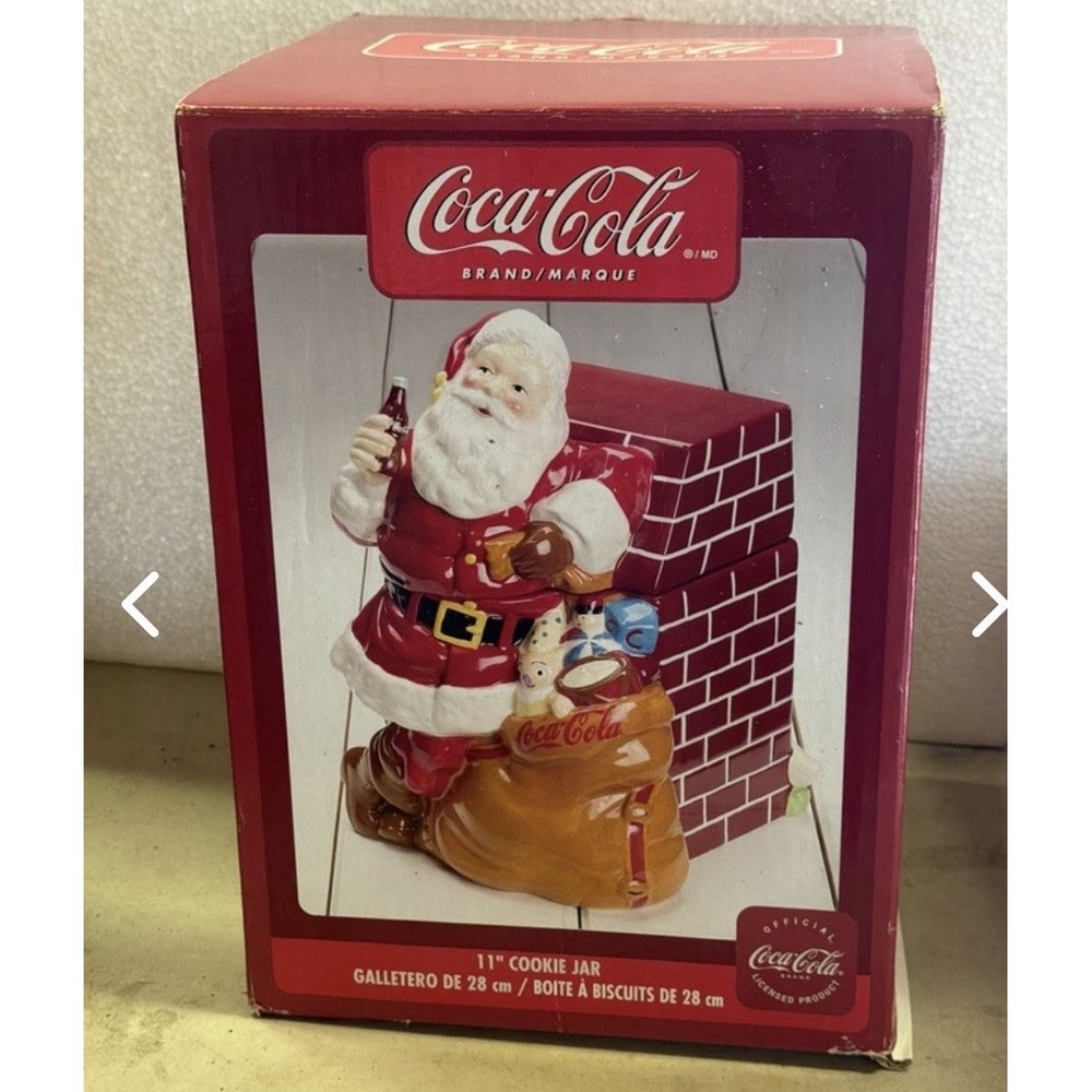 Coca-Cola Santa at Fireplace Christmas Vintage Cookie Jar by Gibson K1
